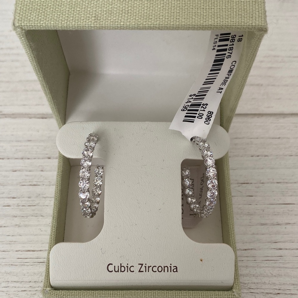 Nanette Lepore Silver Cubic Zirconia Hoop Earrings